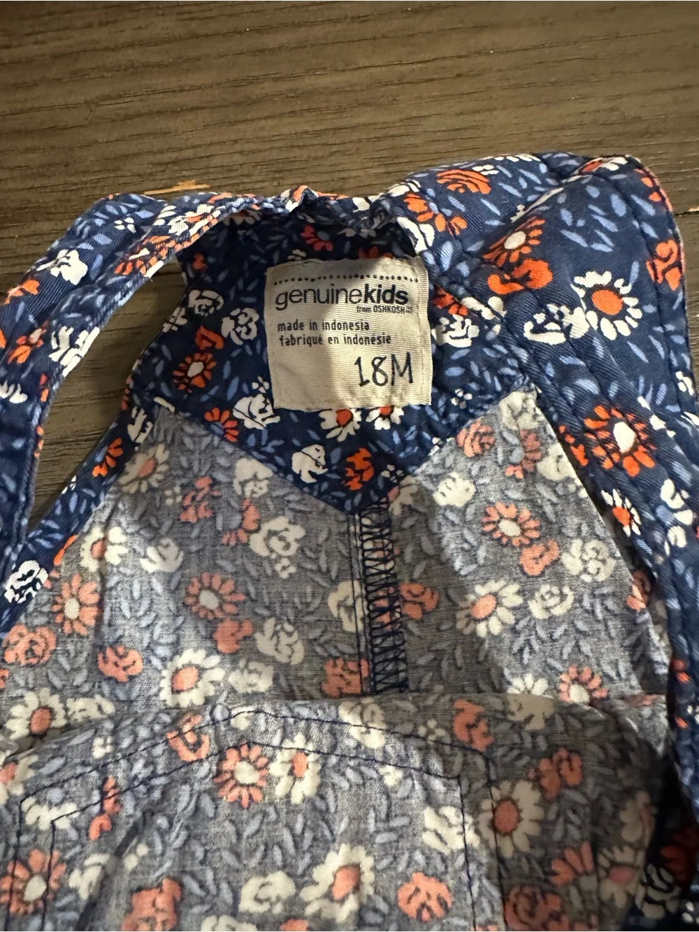 18mth Oshkosh Genuine Kids Girls Navy Floral Overall Shorts